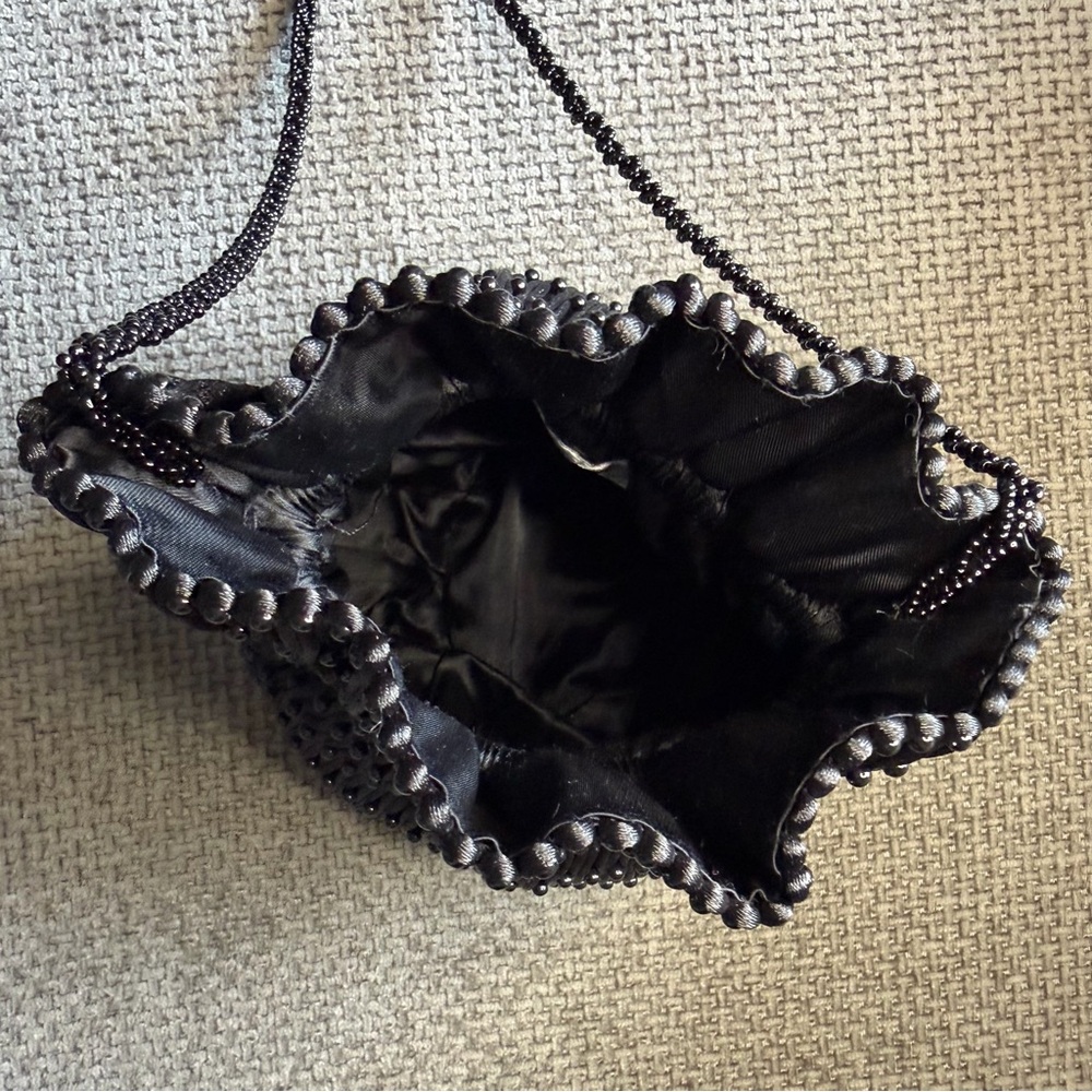 Black Beaded Mini Drawstring Pouch Bag Vanessa We… - image 4
